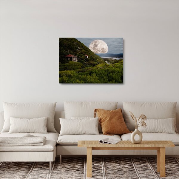 Tablou pe sticlă - peisaj cu luna (70x50 cm)