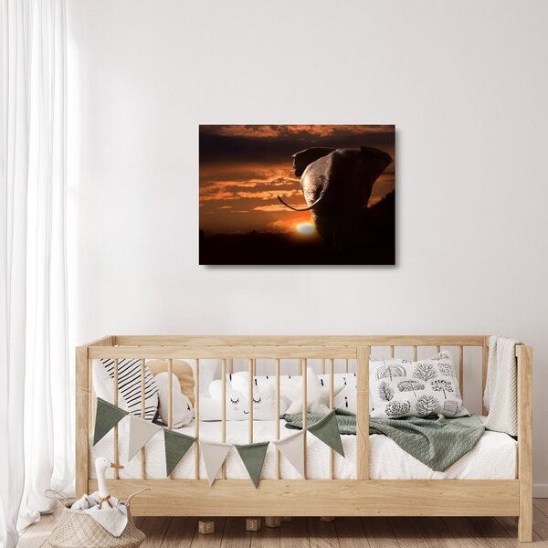 Tablou pe sticlă cu elefant (70x50 cm)