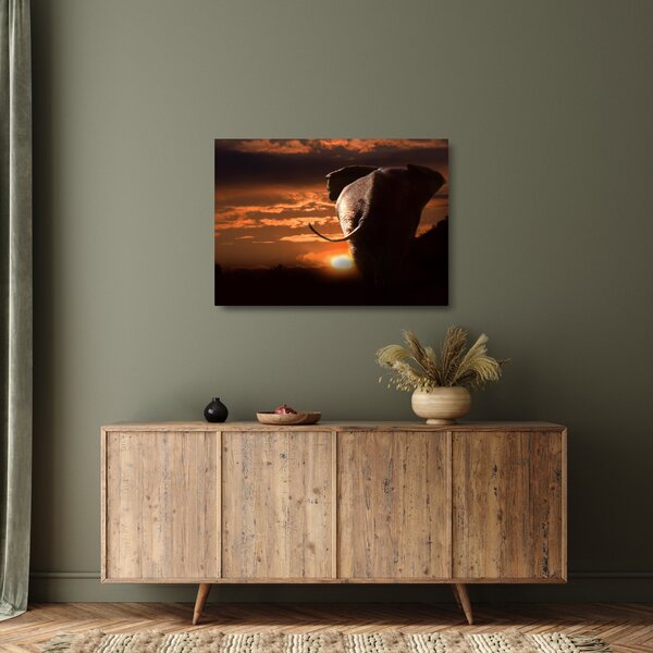 Tablou pe sticlă cu elefant (70x50 cm)
