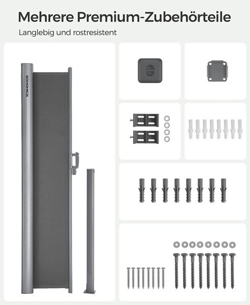 Copertina laterala, Songmics, 180 x 350 cm, Gri