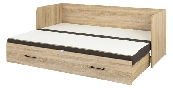 Pat TETRIX 80/160x200, stejar sonoma/maro, PAL/stofa, cu saltea extens