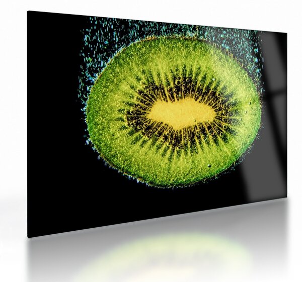 Tablou pe sticlă - detailu cu kiwi în apă (70x50 cm)