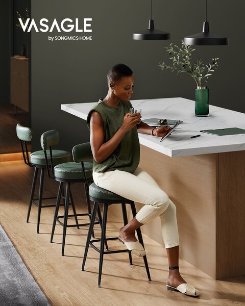 Set de 2 scaune de bar Vasagle Verde 54x54x90.5 cm