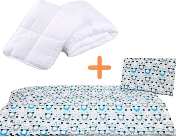 Set lenjerie de pat Miei (albastră, inimă) pentru copii