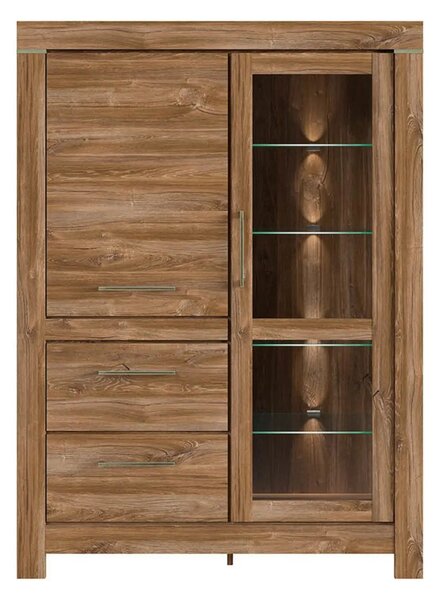 Vitrina GENT, stejar stirling, PAL, cu iluminare LED, 115x42x159 cm