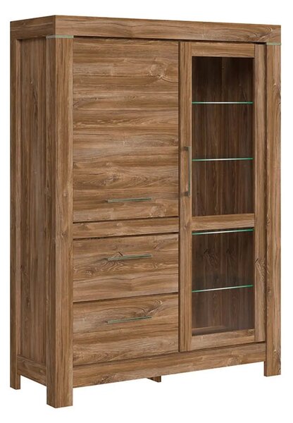 Vitrina GENT, stejar stirling, PAL, cu iluminare LED, 115x42x159 cm
