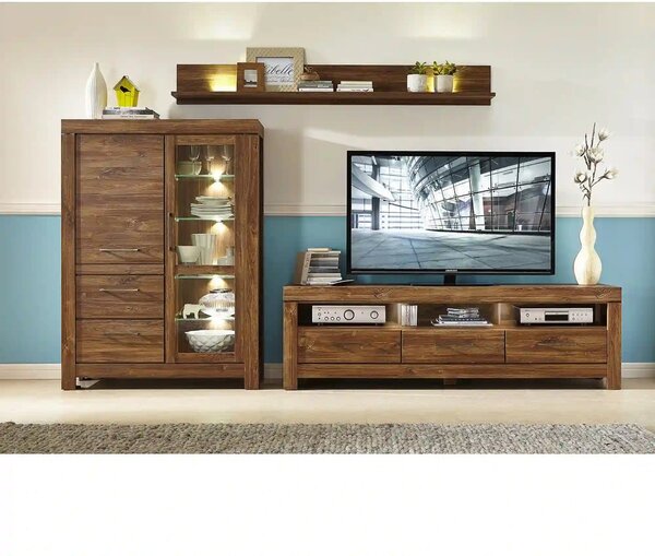 Vitrina GENT, stejar stirling, PAL, cu iluminare LED, 115x42x159 cm