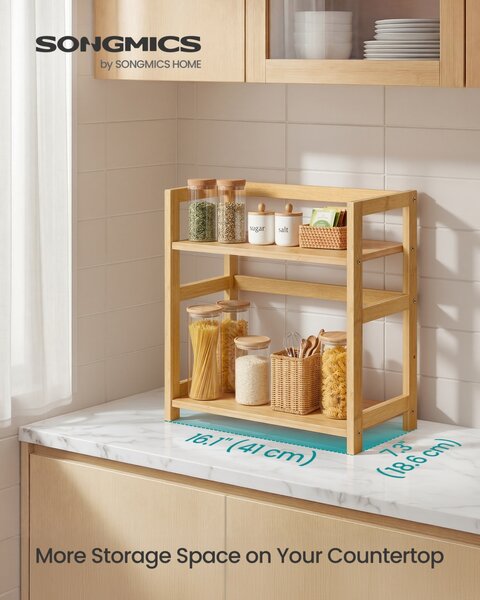 Suport pentru condimente, Bambou, Songmics, Natural, 41x18.6x41 cm