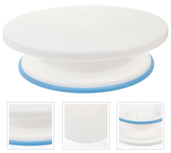 Platou rotativ ornare tort sau prajituri, onuvio®, margine antiderapanta din cauciuc, diametru 23/28cm, inaltime 7cm, alb