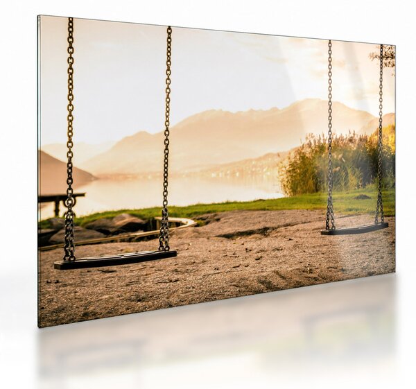 Tablou pe sticlă - balansoar în natură (70x50 cm)