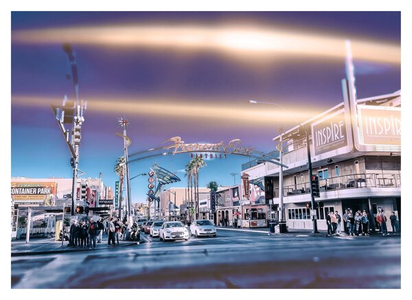 Tablou pe sticlă cu strada în Las Vegas (70x50 cm)