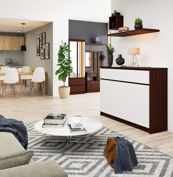 Comodă cu sertare Kuwait 3D 3D (wenge + alb). Promo -21%. 1151979