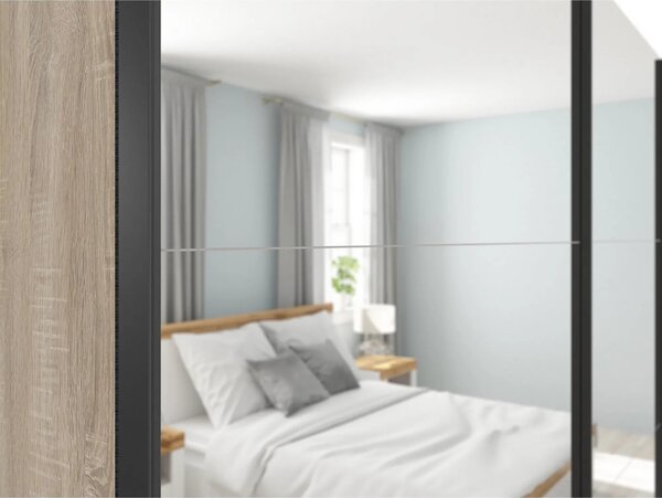 Dressing TETRIX, stejar sonoma, PAL, cu 2 usi si oglinzi, 220x60x196 c