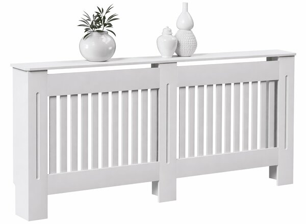Mască calorifer ECO, MDF cu lamele verticale – Alb lucios