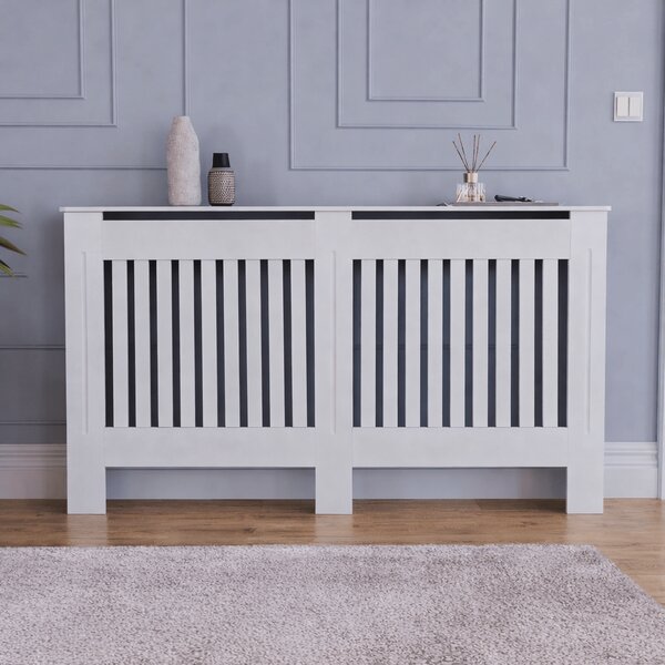 Mască calorifer ECO, MDF cu lamele verticale – Alb lucios