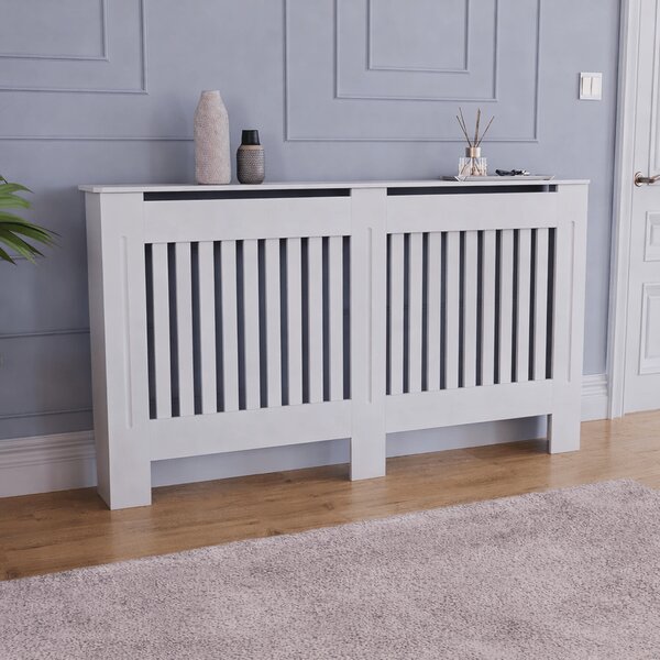 Mască calorifer ECO, MDF cu lamele verticale – Alb lucios