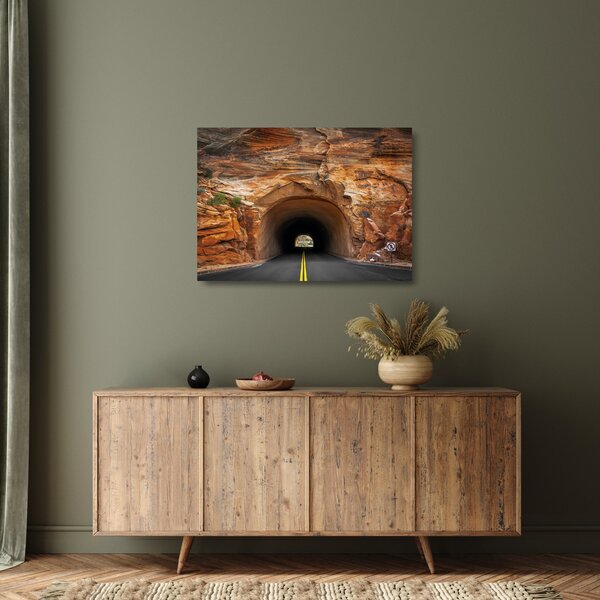 Tablou pe sticlă - tunel în stâncă (70x50 cm)