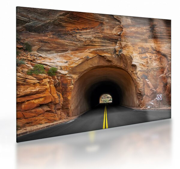Tablou pe sticlă - tunel în stâncă (70x50 cm)
