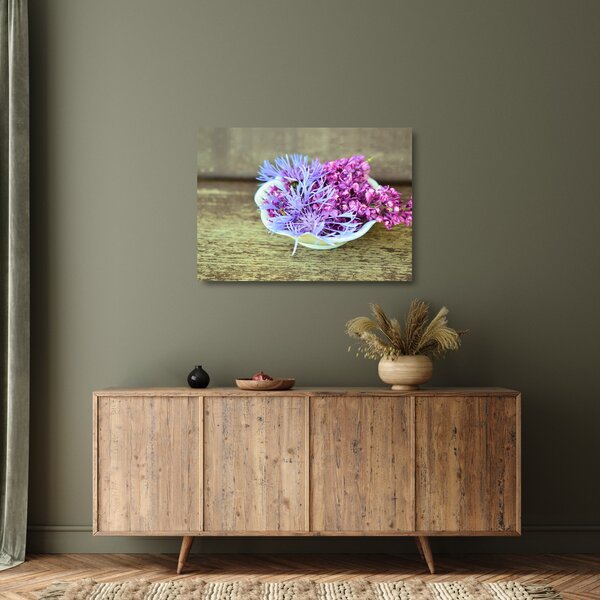 Tablou pe sticlă - plantă violetă (70x50 cm)