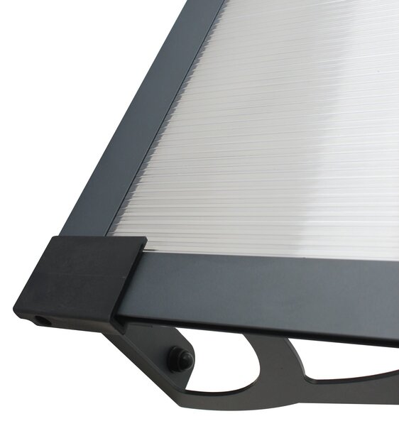 Copertină MAX PRO 200x80 cm din oțel, aluminiu și policarbonat – Negru/Transparent