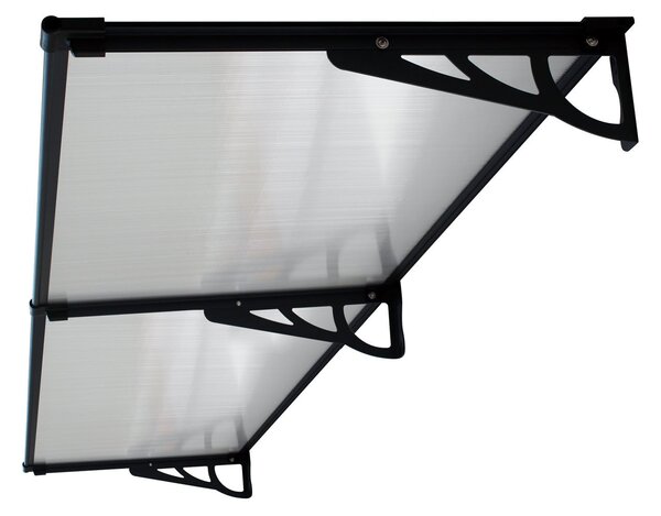Copertină MAX PRO 200x80 cm din oțel, aluminiu și policarbonat – Negru/Transparent