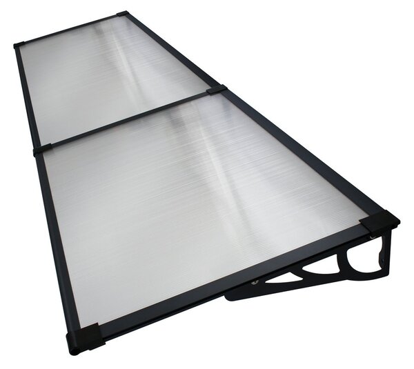 Copertină MAX PRO 200x80 cm din oțel, aluminiu și policarbonat – Negru/Transparent