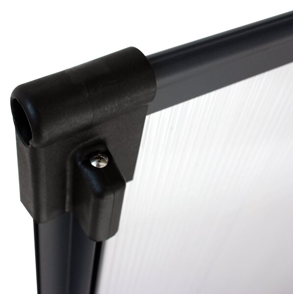 Copertină MAX PRO 200x80 cm din oțel, aluminiu și policarbonat – Negru/Transparent