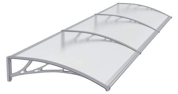 Copertină PREMIUM 300x80 cm, placă 6 mm dintr-o bucată – Gri/Transparent