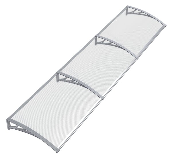 Copertină PREMIUM 300x80 cm, placă 6 mm dintr-o bucată – Gri/Transparent