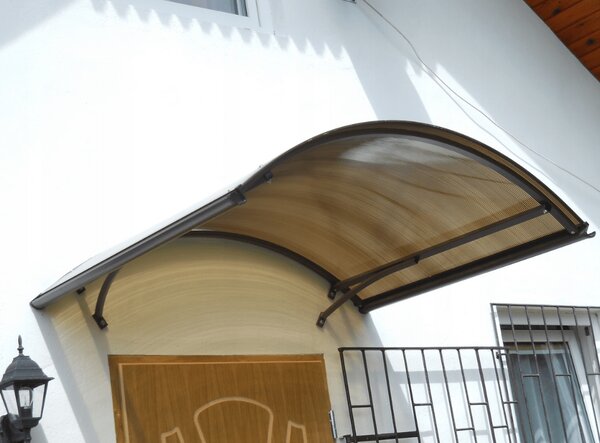 Copertină ARCADA PRO cu jgheab 140x90 cm din policarbonat – Maro/Bronz