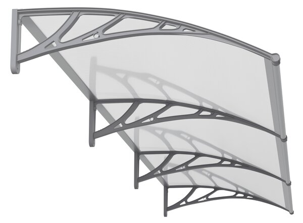 Copertină PREMIUM 300x80 cm, placă 6 mm dintr-o bucată – Gri/Transparent