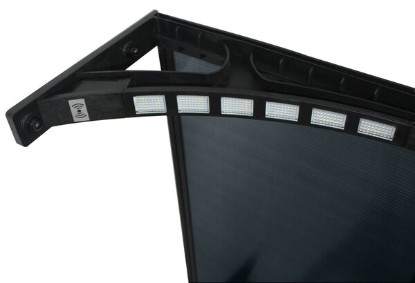 Copertină PREMIUM LUMI 200x100 cm cu senzor și panou solar – Negru/Antracit