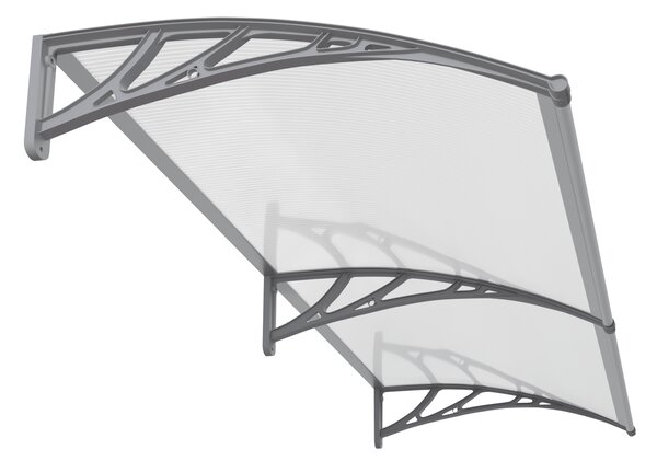 Copertină PREMIUM 150x100 cm, placă 6 mm dintr-o bucată – Gri/Transparent