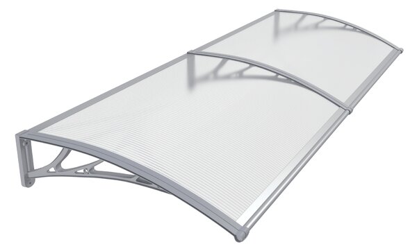Copertină PREMIUM 150x100 cm, placă 6 mm dintr-o bucată – Gri/Transparent