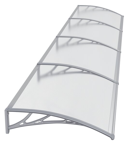Copertină PREMIUM 400x80 cm, placă 6 mm dintr-o bucată – Gri/Transparent