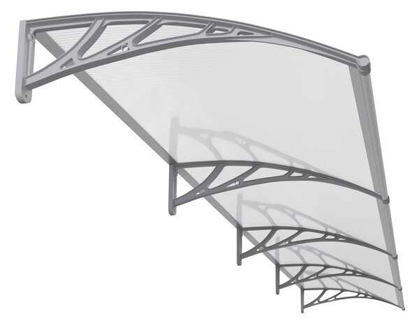 Copertină PREMIUM 400x80 cm, placă 6 mm dintr-o bucată – Gri/Transparent