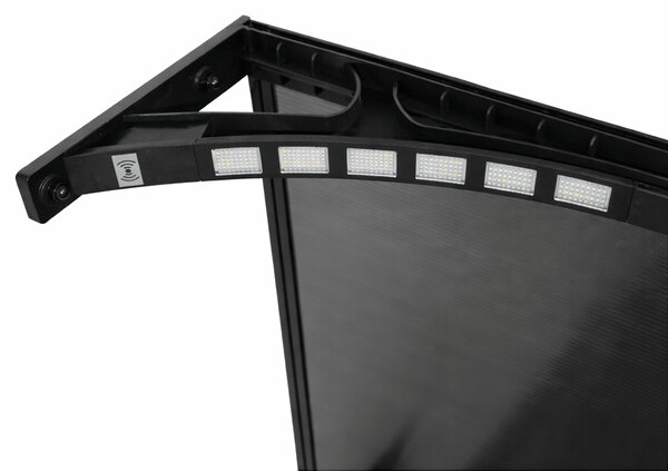 Copertină PREMIUM LUMI 200x100 cm cu senzor și panou solar – Negru/Antracit
