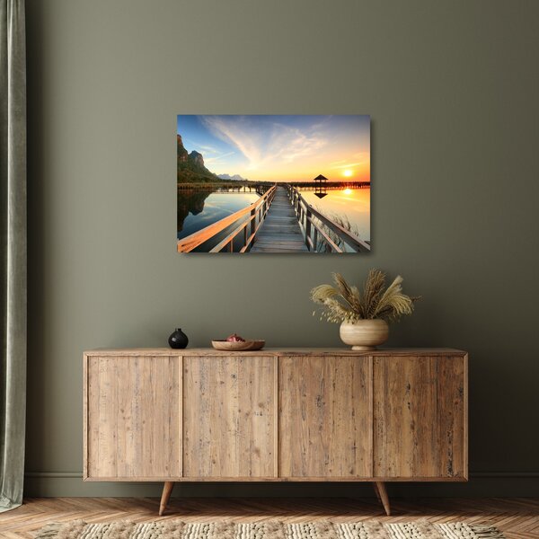 Tablou pe sticlă ponton din lemn (70x50 cm)