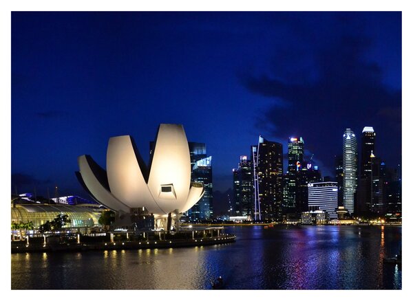 Tablou pe sticlă Singapore nocturn (70x50 cm)