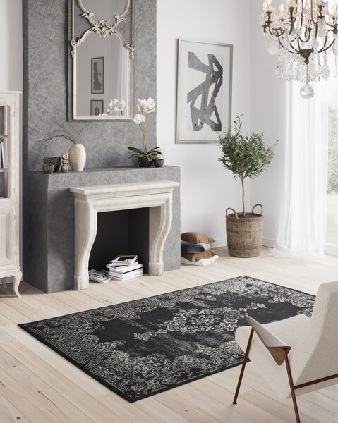 Model Valencia 22206-996, Covor Belgian, Negru Gri 200 x 290
