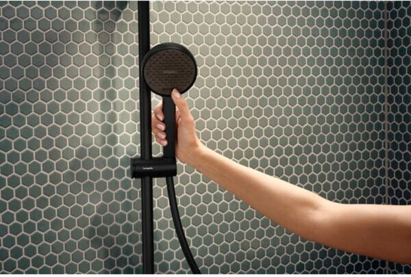 Coloană de duș Hansgrohe, Activera S, cu baterie termostatată Ecostat Fine, negru mat