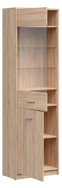 Vitrina NEPO PLUS, stejar sonoma, PAL laminat/sticla, 60x34x197 cm