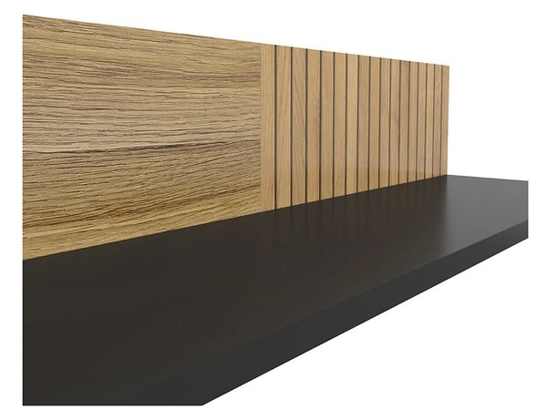 Polita LUEN, stejar/negru, PAL laminat, 155x24x23 cm