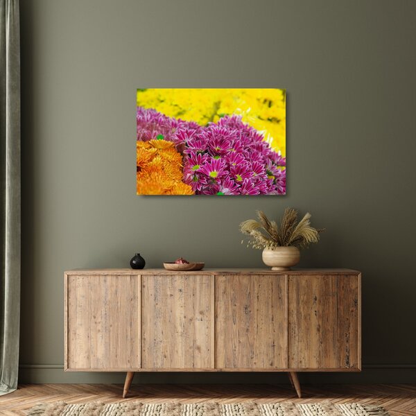 Tablou pe sticlă cu floarea roz (70x50 cm)