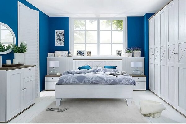 Cadru pat STOCKHOLM 160x200, pin alb andersen/stejar sonoma, PAL