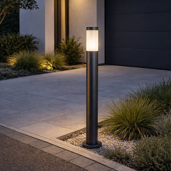 Lampă modernă de stâlp pentru exterior gri închis cu opal 110 cm IP44 - Rox