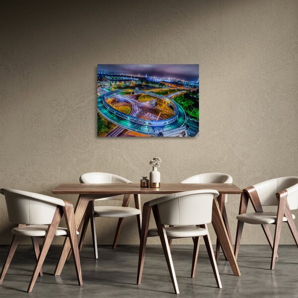 Tablou pe sticlă panorama orașului nocturn (70x50 cm)