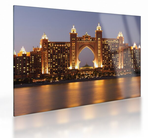 Tablou pe sticlă construcției în Dubai (70x50 cm)