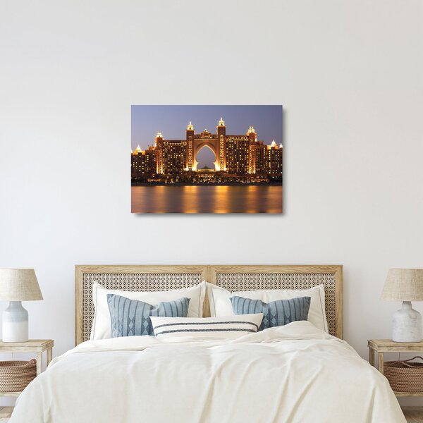 Tablou pe sticlă construcției în Dubai (70x50 cm)