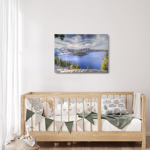 Tablou pe sticlă lacul montan (70x50 cm)